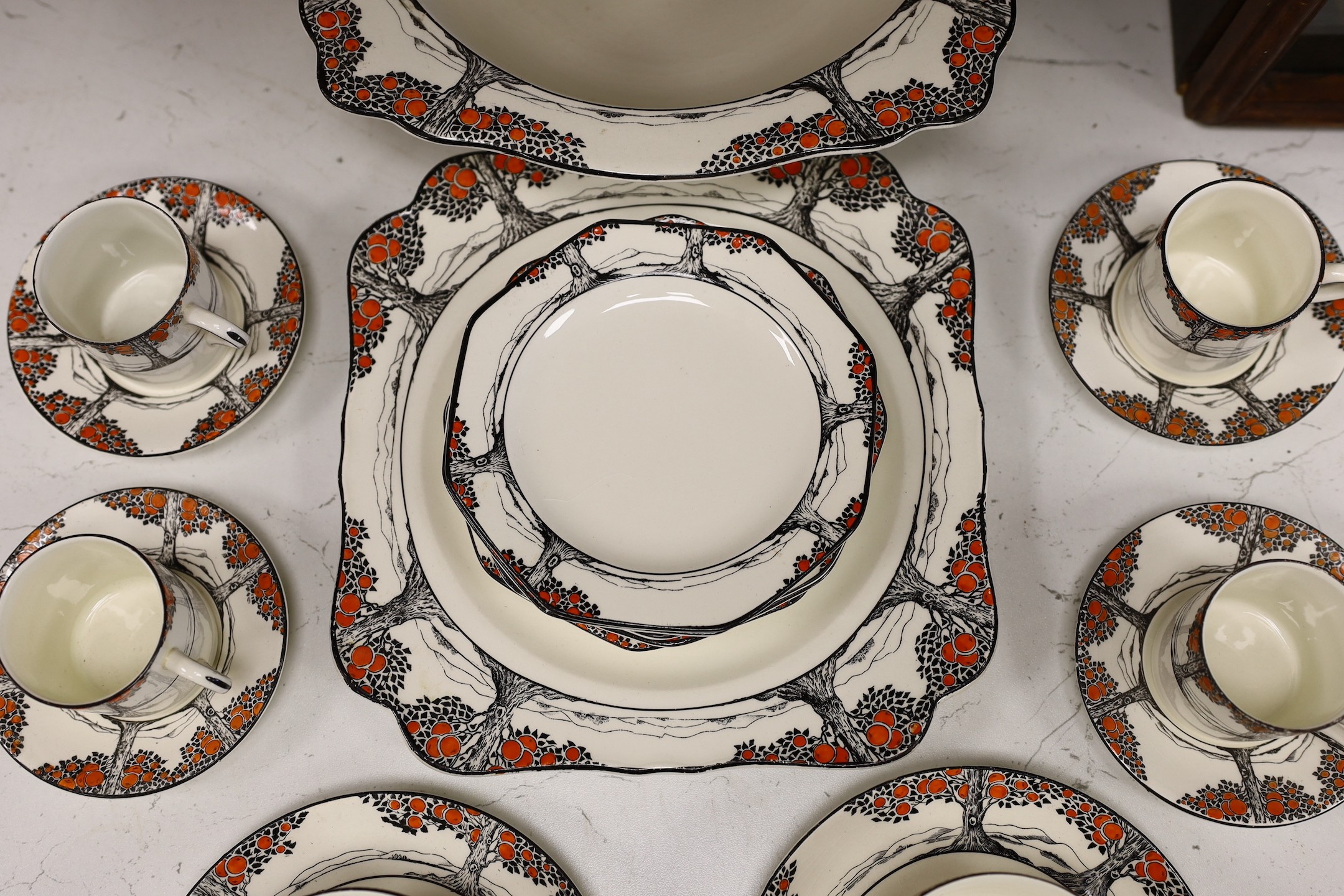 A Crown Ducal part tea and coffee set of orange tree pattern